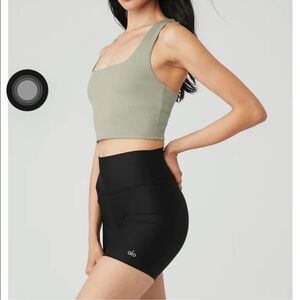 Alo Yoga Ribbed Crop Bra Tank In Sage Green